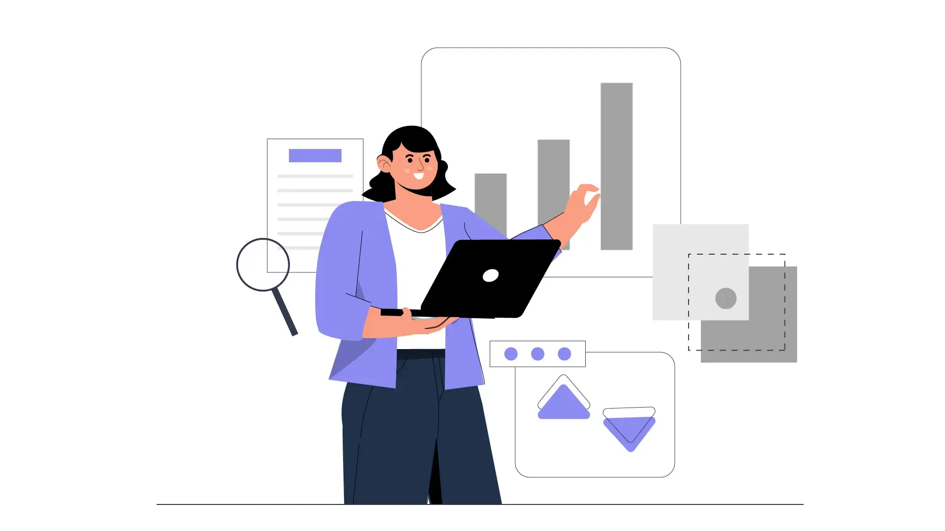 Efficient Data Insights and Analysis Flat Character 2D Illustration image